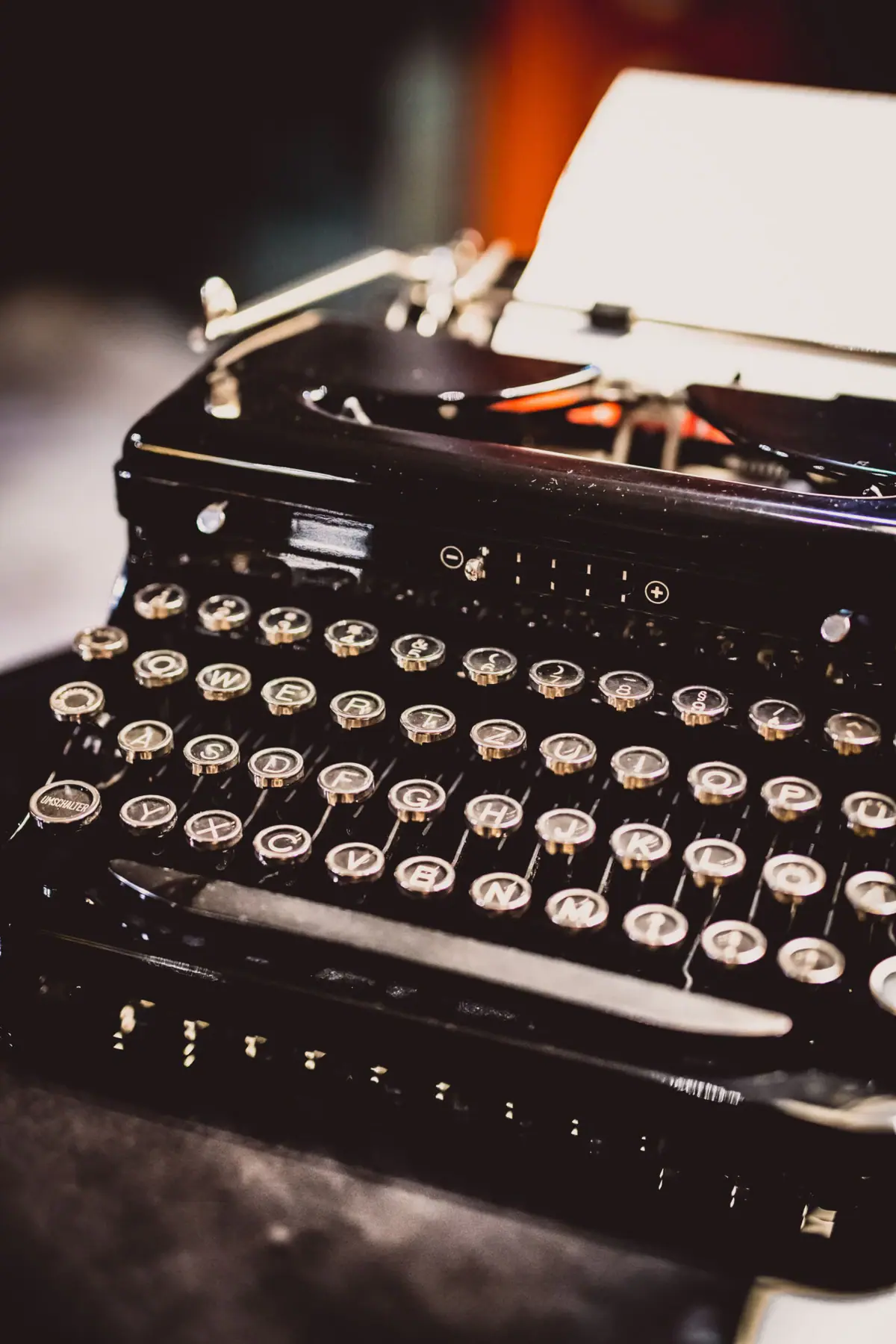 Close-up of a typewriter