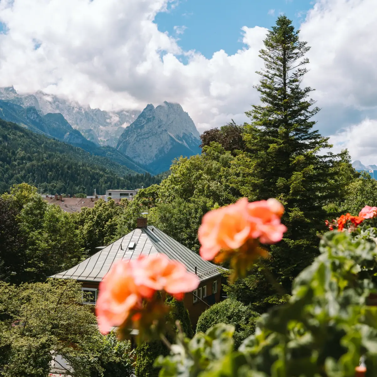 The view from a room at the HENRI Hotel in Garmisch-Partenkirchen.