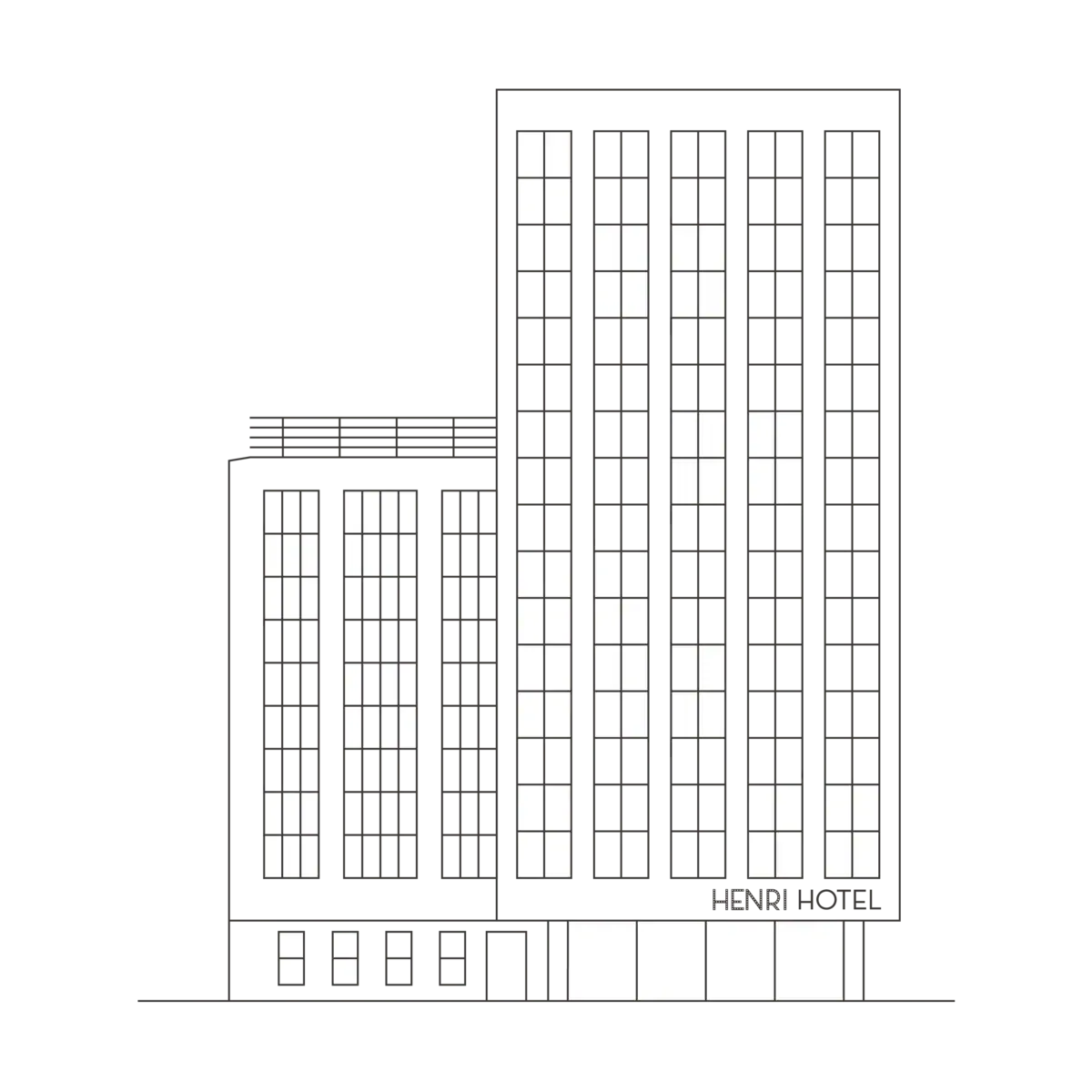 Drawing of the Hotel HENRI Düsseldorf