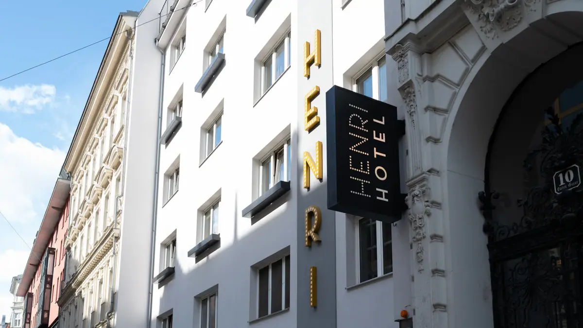 A sign on a building.