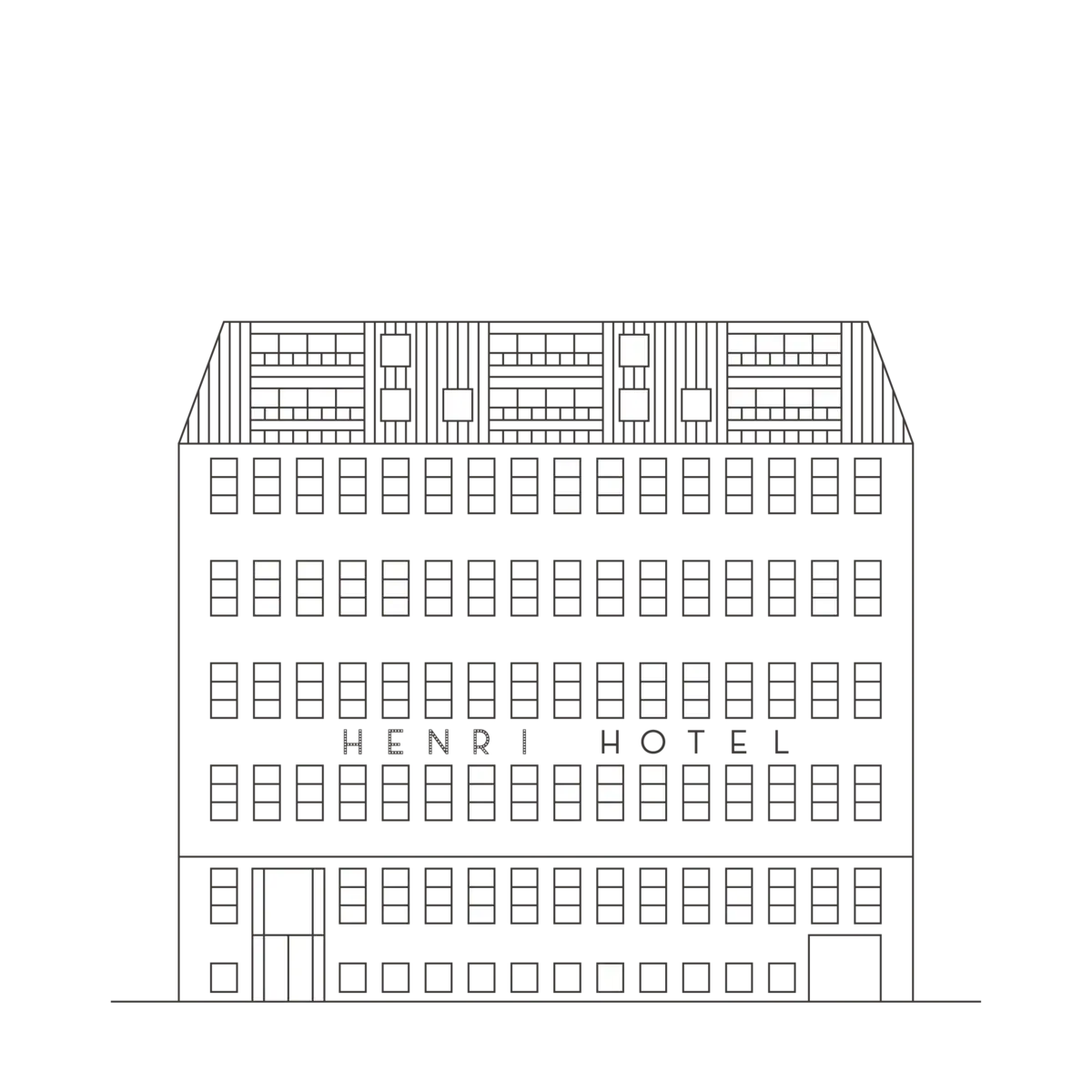 Sketch of the exterior view of the hotel