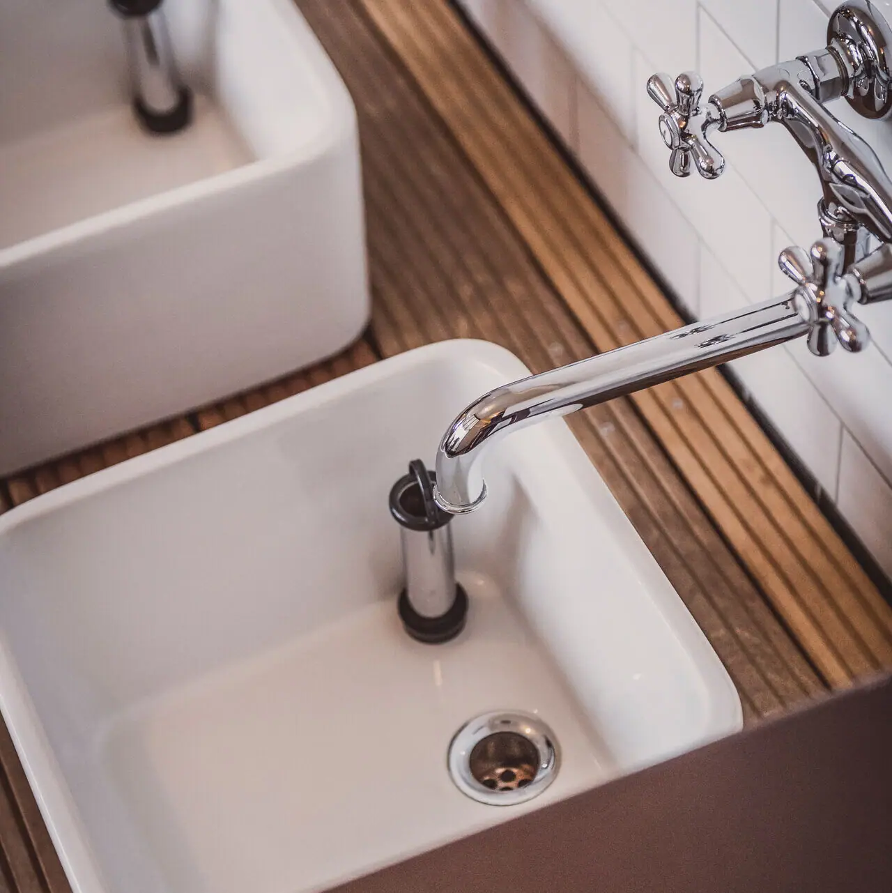 Foot bath and tap in the wellness area.