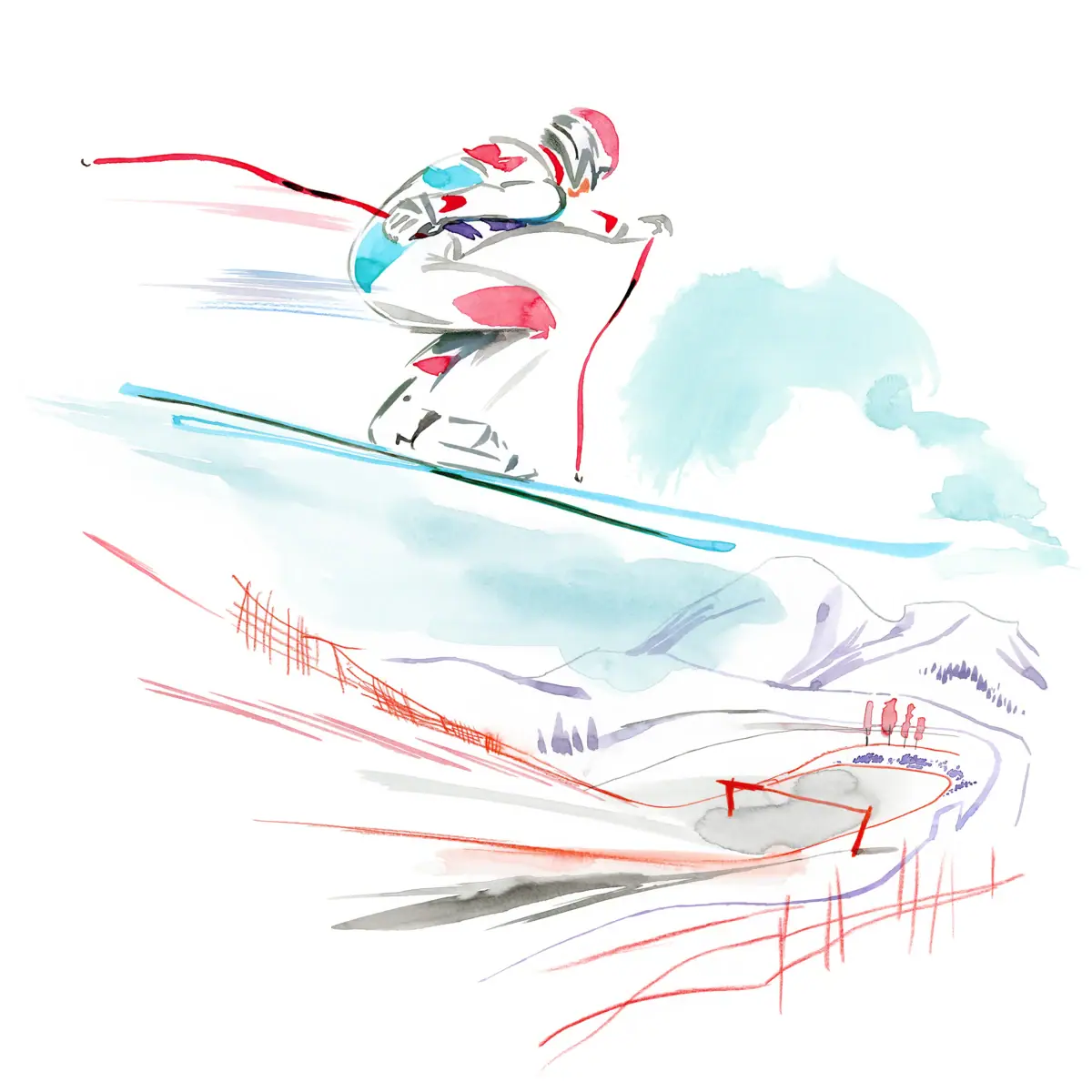 Illustration Skiing Kitzbühel - Hahnenkamm & Streif right on the doorstep