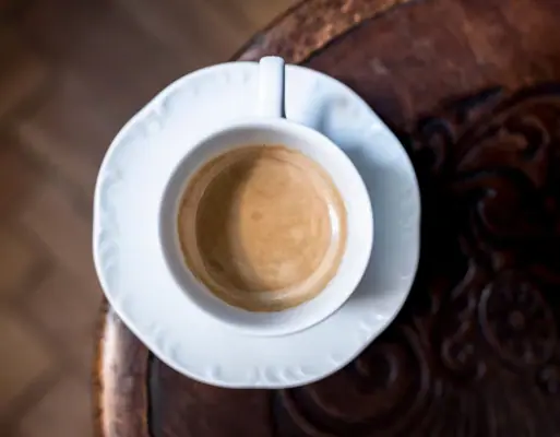 A cup of coffee on a saucer