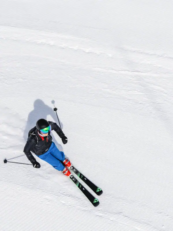 A person is skiing down a slope.