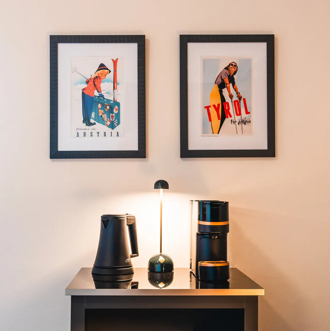 Coffee corner in the room at the HENRI Hotel Kitzbühel