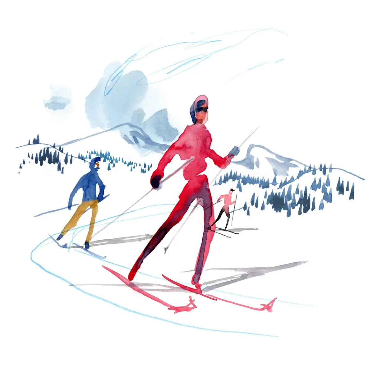A colourful illustration of skiing in Garmisch-Partenkirchen.