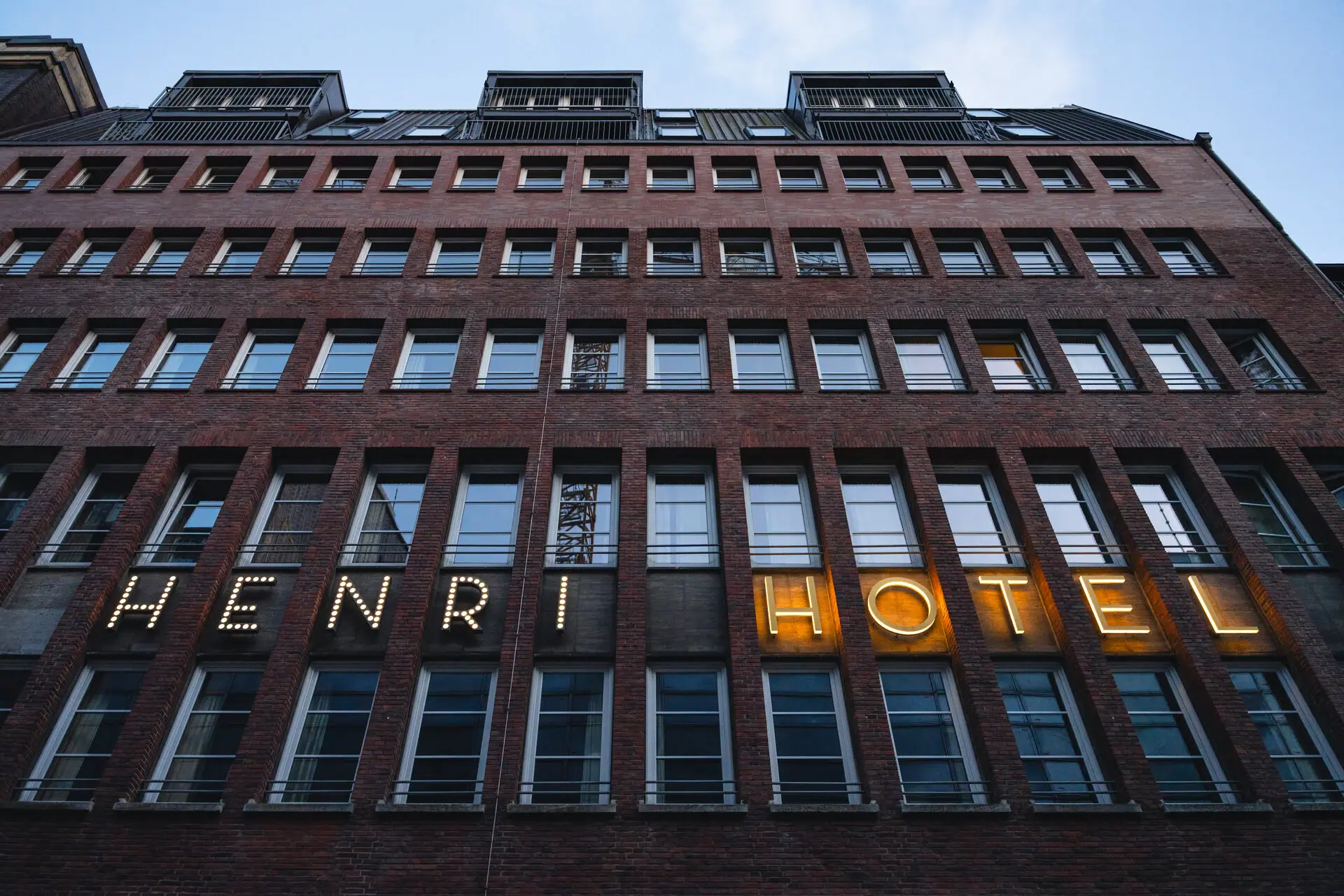 Brick façade of the Hotel HENRI in Hamburg