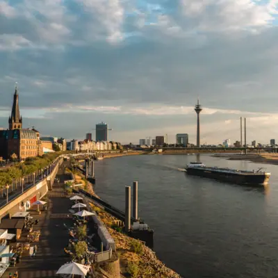 A river with a boat on it.