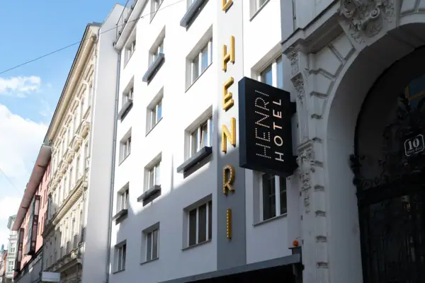 A sign on a building.