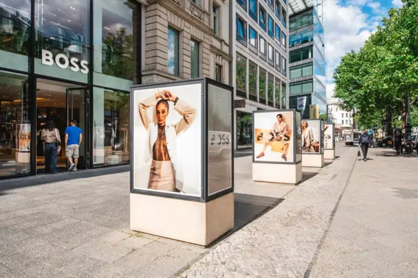 A group of signs on Kurfürstendamm in Berlin.
