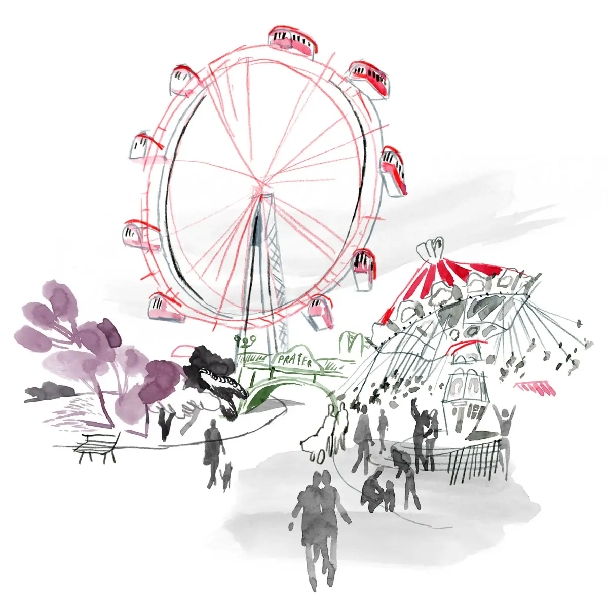 An illustration of the Prater in Vienna.