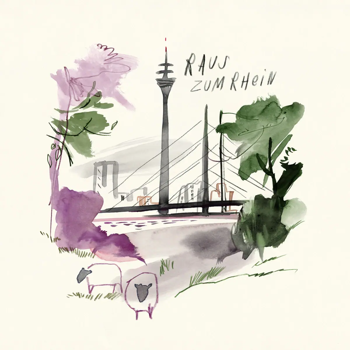 Watercolour painting of the Rhine Promenade