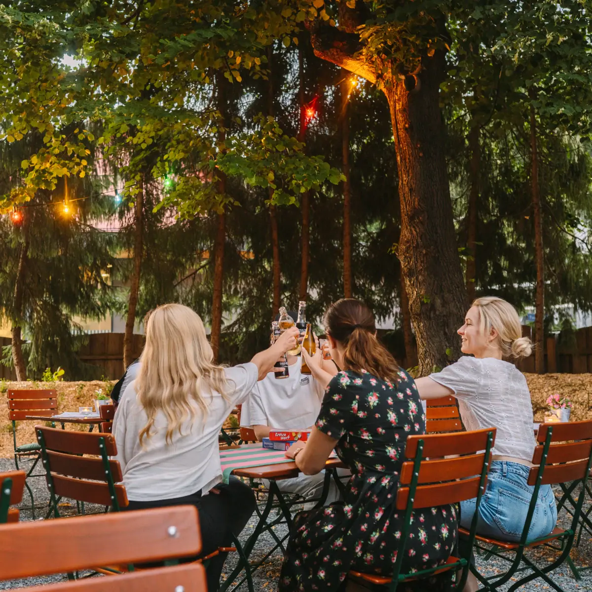 Group of people in the beer garden