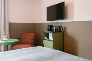 A television on the wall.