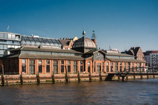 A building next to a body of water.