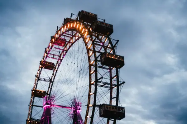 Ferris wheel with outdoor lights