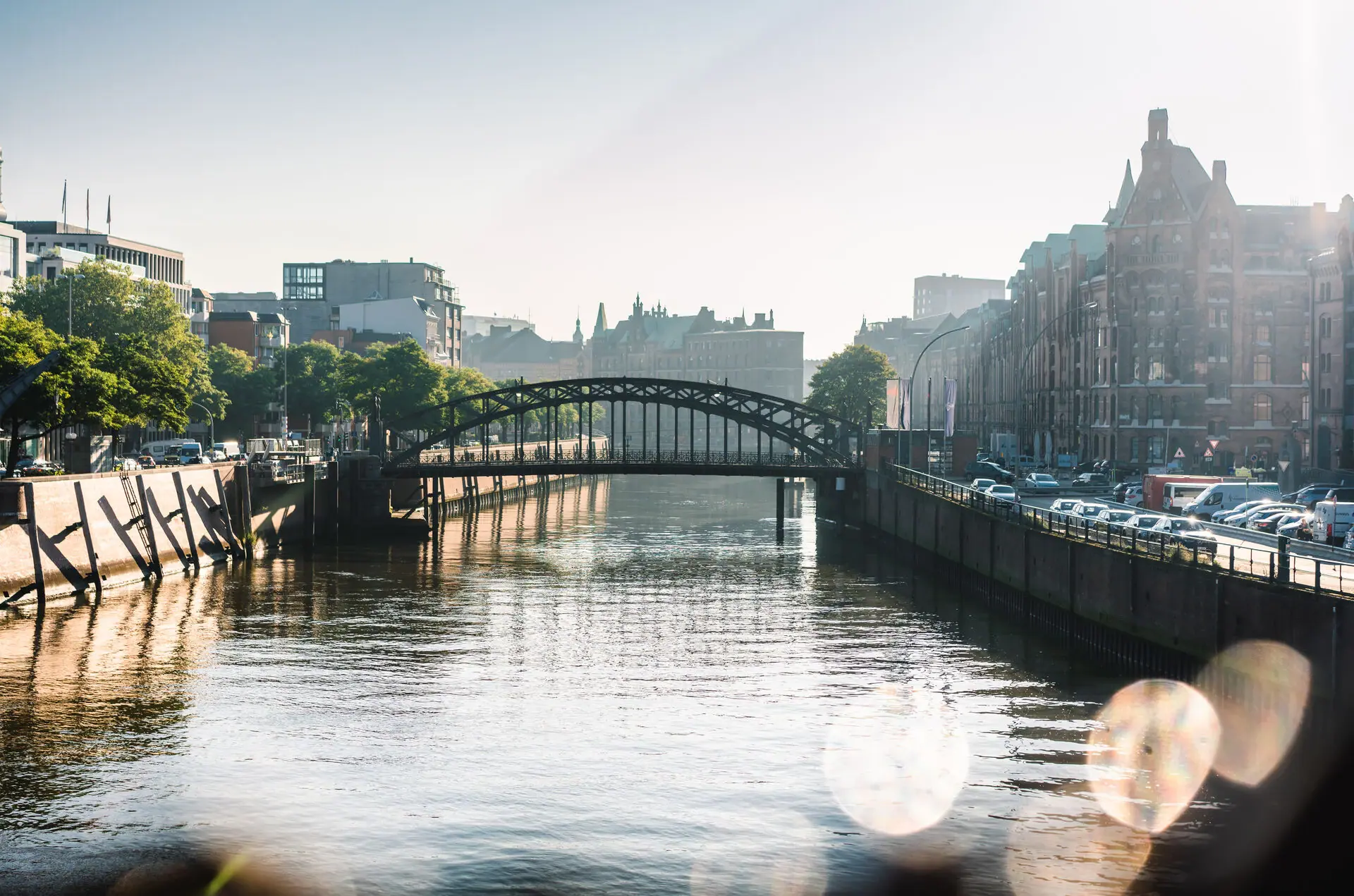 Bridge over canal in Hamburg's Speicherstadt