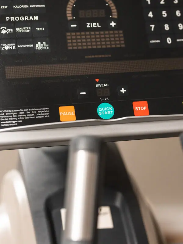 Close-up of an indoor fitness machine.