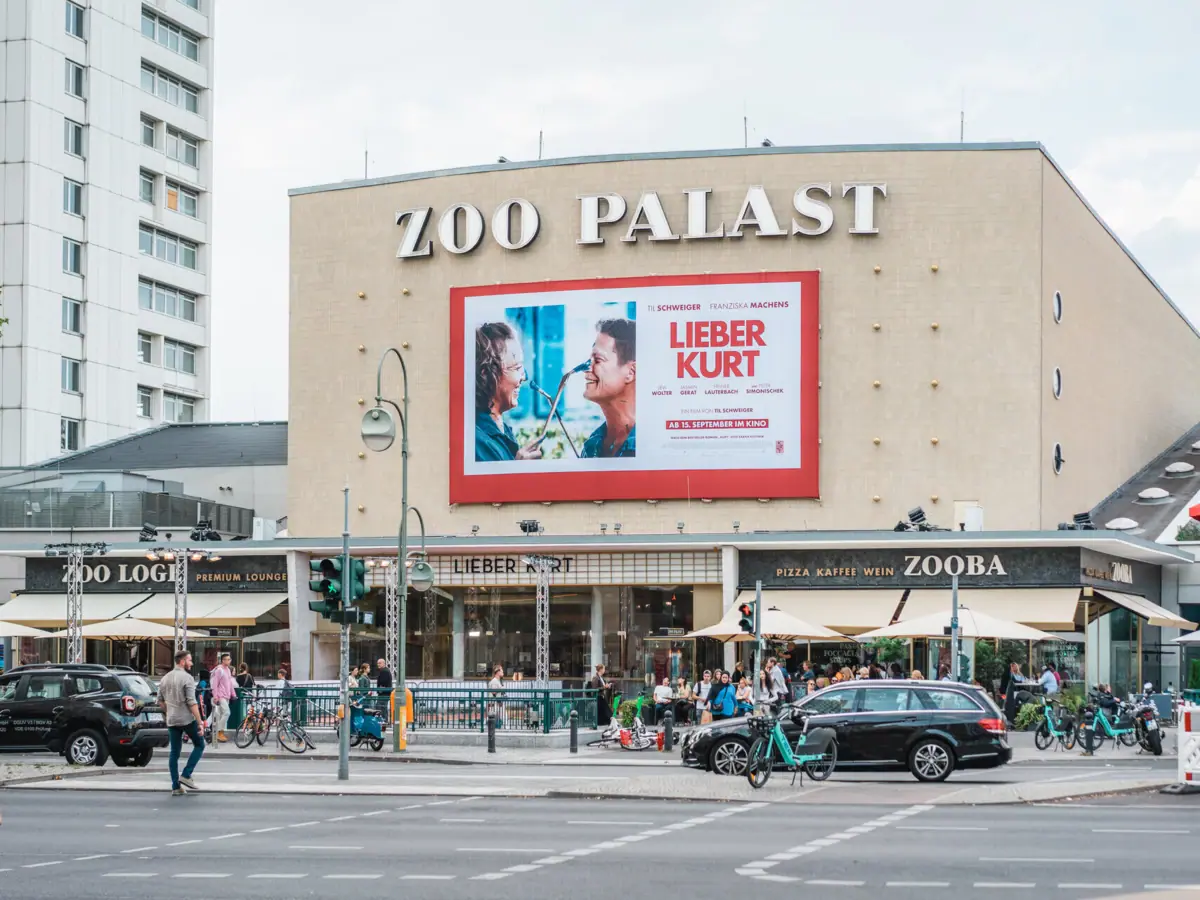 Zoo Palast Berlin with a large sign at the front
